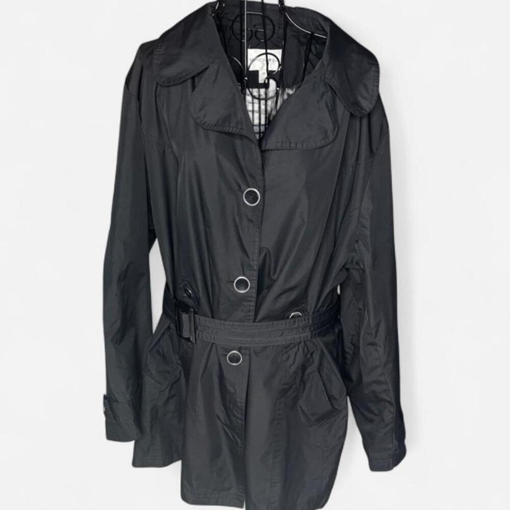 Fashion Bug Plus Size 3X Black Belted Trench Coat Lightweight Rain Jacket